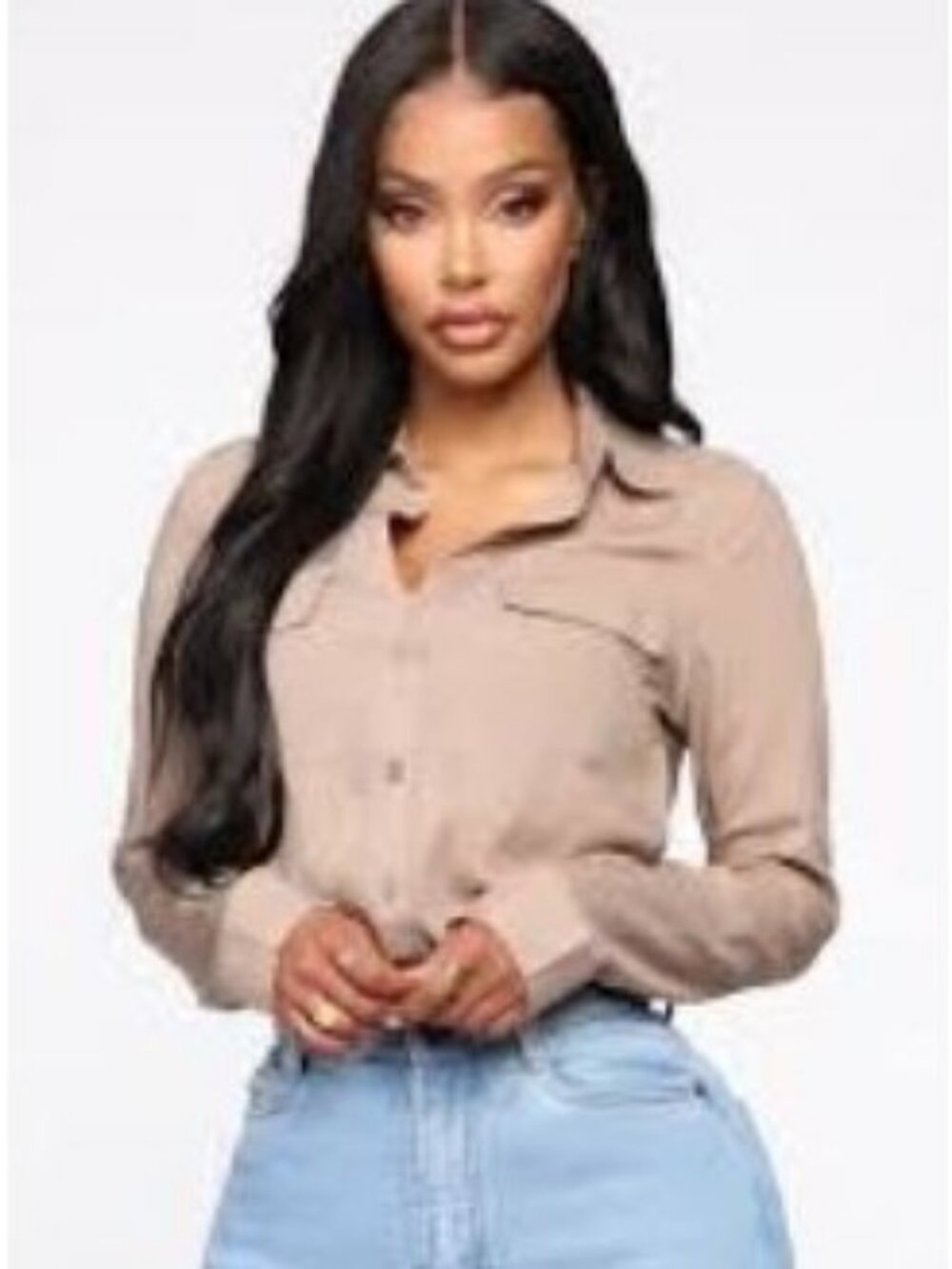 Fashion Nova You Better Work Shirt II Women's Size Medium in Mocha New With Tag!